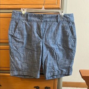 Loft outlet blue chambray Bermuda shorts